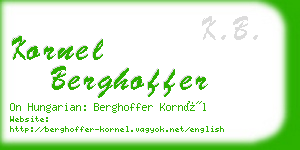 kornel berghoffer business card